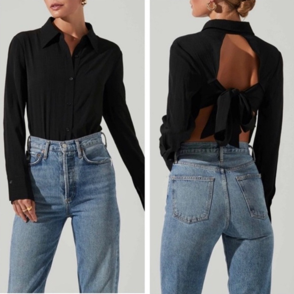 ASTR the Label Romilda Tie Back Collared Top (New w/ Tags)